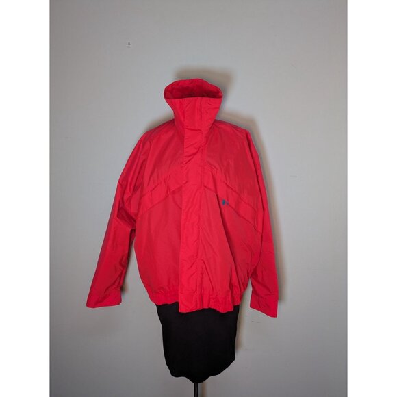 Vintage 1980s Red High-Neck Lightweight Winter Ski Jacket With Blue Zipper Pull - Picture 2 of 12